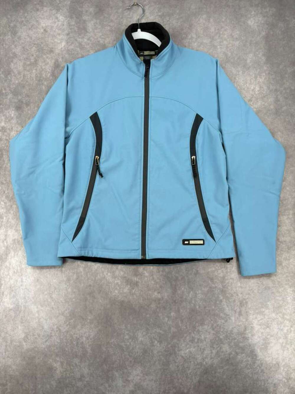 REI Women’s Softshell Fleece Lined Jacket Blue Black Full Zip Size M